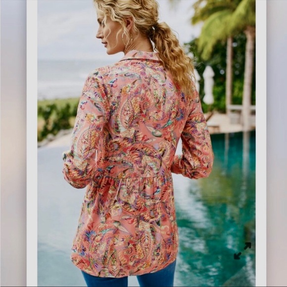 SOFT SURROUNDINGS PAISLEY LAIA LONG SLEEVE BUTTON UP SHIRT TUNIC - Picture 14 of 14